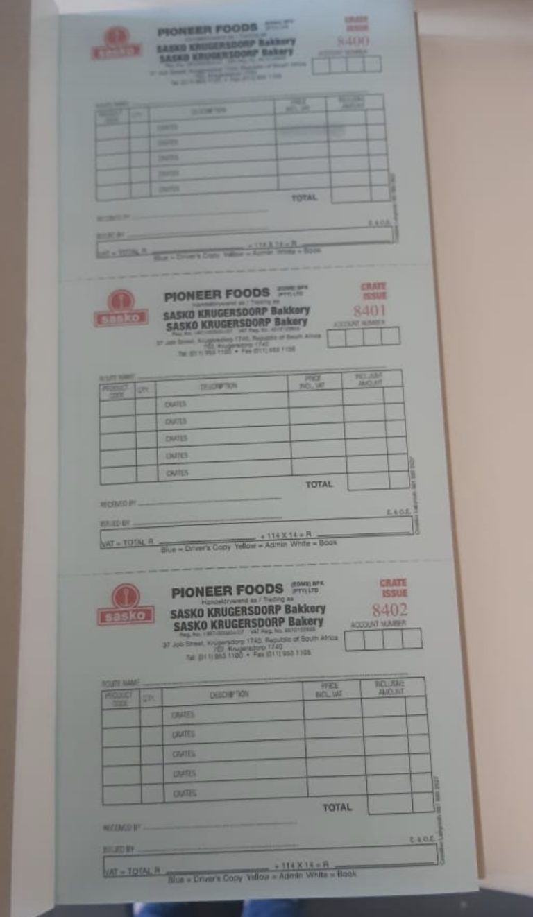 Printed business form with a branded header
